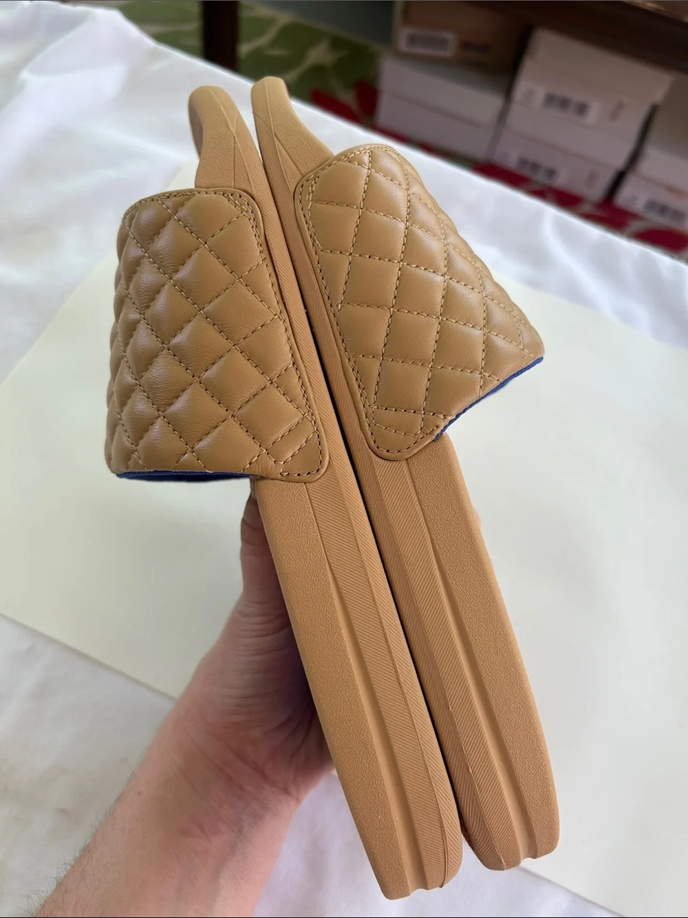 APL Men’s Lusso Nappa Leather Slides Tan Cobalt NEW in Box Size 9